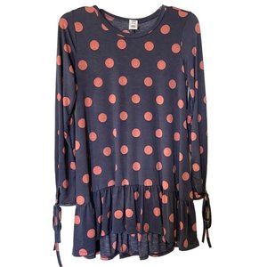 Gray and Coral Polka Dot Flare Top by Tee for the Soul Women's Size S